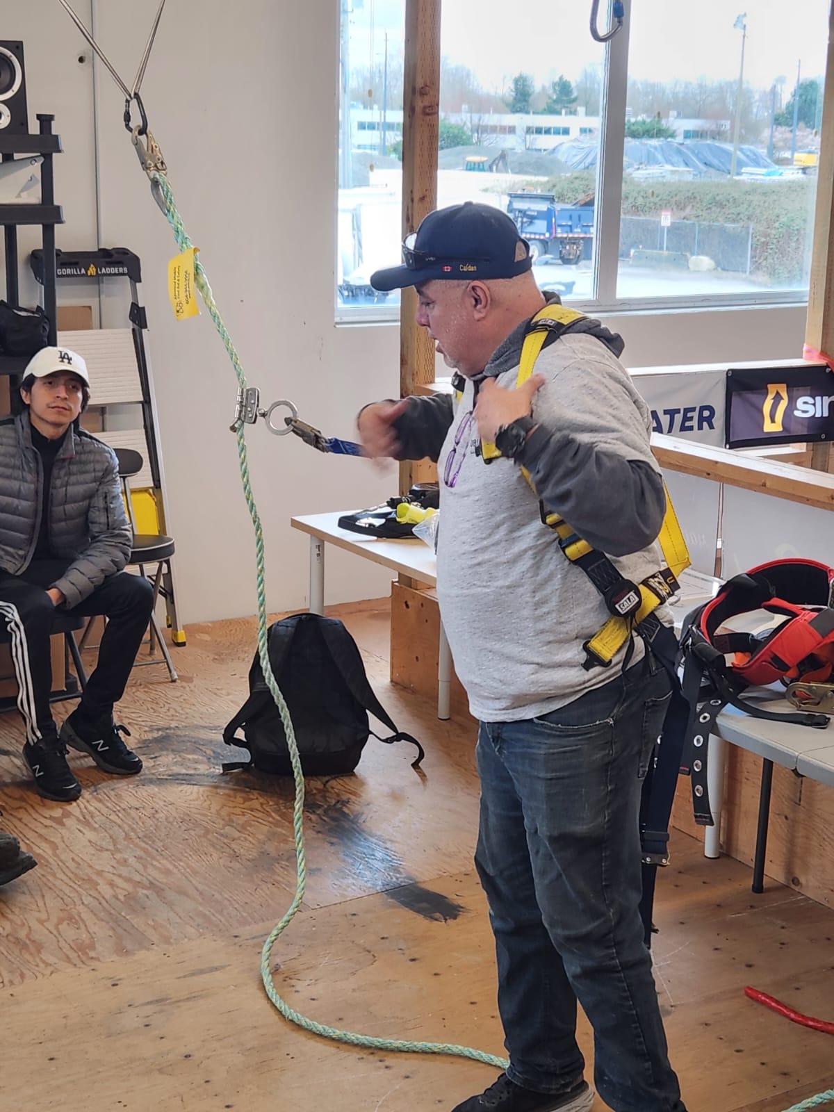 Workers in safety gear during on-site training